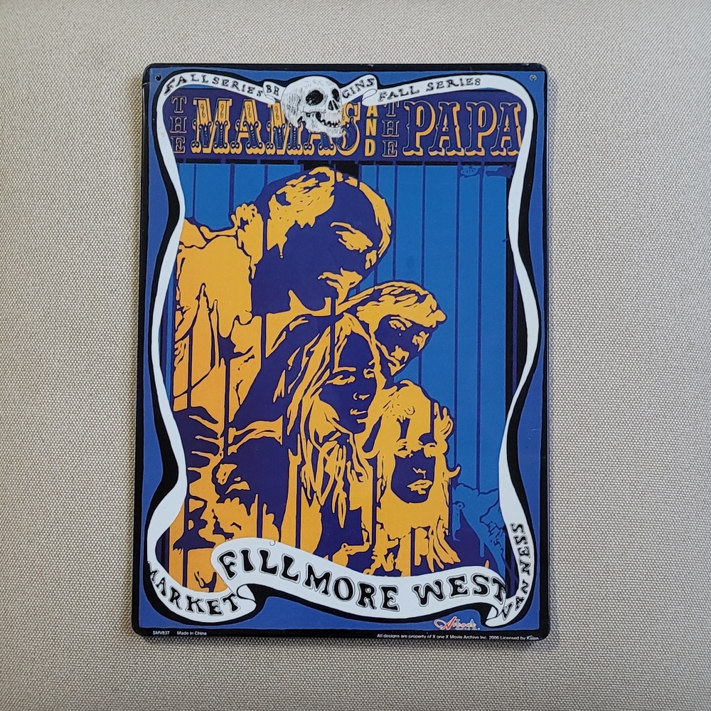 THE MAMAS & THE PAPAS Metal Concert Poster, 11.5"×8.25"